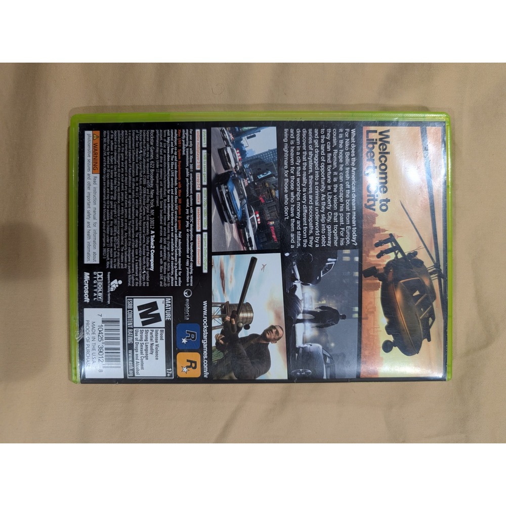 Rockstar Grand Theft Auto IV Xbox 360 Game NTSC M Rating Green Case GTA 4 - Picture 5 of 5